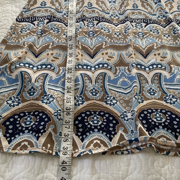 Axcess by Liz Claiborne Blue and Brown Patterned Faux Wrap Dress Size Medium - Picture 12 of 12